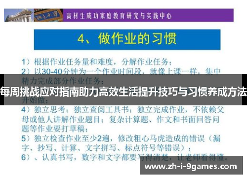 每周挑战应对指南助力高效生活提升技巧与习惯养成方法